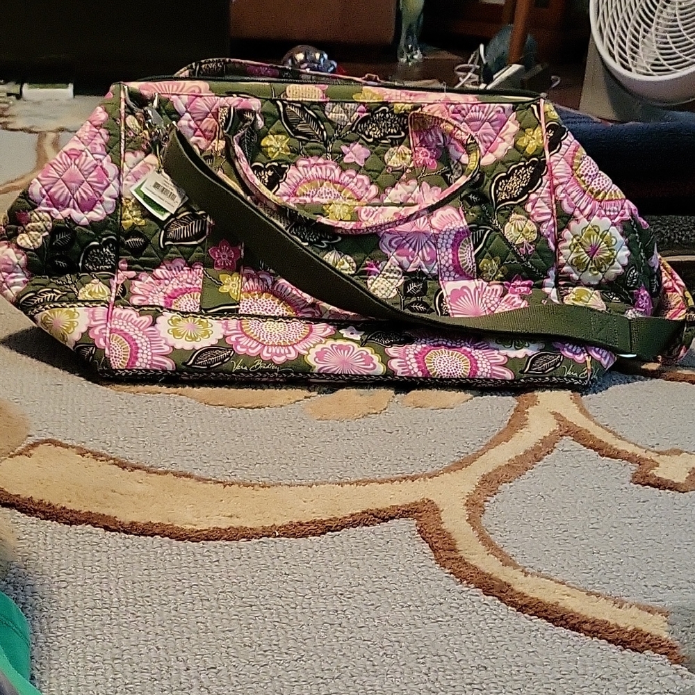 Vera Bradley Floral Travel Bag in Pink and Green